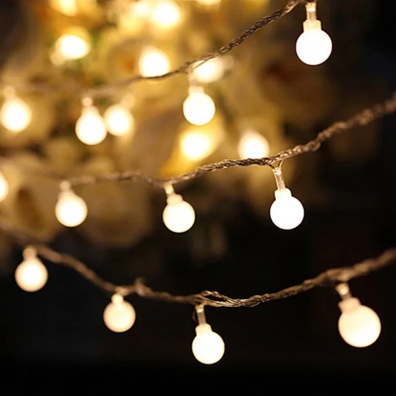 2M 5M Cherry Balls LED Fairy String Lights Battery USB 220V 110V Operated Wedding Christmas Outdoor Room Garland Decoration