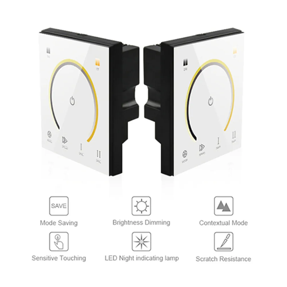 Touch Panel LED CCT Controller Dimmer DC 12V 24V 8A 9 modalità Controller interruttore a parete per luci di striscia LED temperatura colore