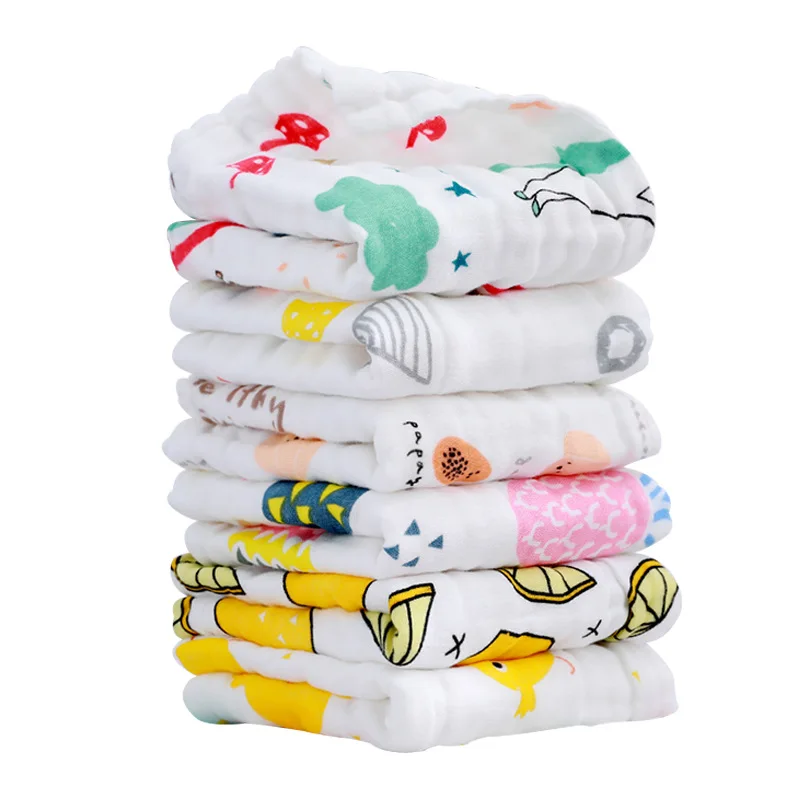 Baby Bath Towel Comfy Muslin Burp Cloths Large 100% Cotton Hand Washcloths 6 Layers Absorbent and Soft