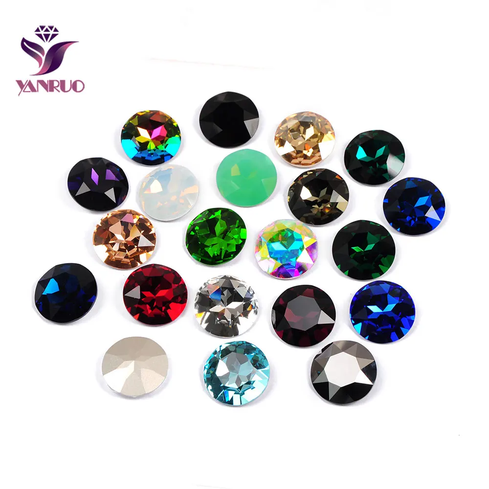 YANRUO 1201 okrągły 27mm fantazyjne kamienie szycie guziki kamienie i kryształy DIY wyroby jubilerskie duże dżetów diamentowy blask na ubrania