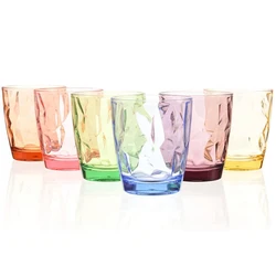 Acrylic Plastic Reusable Drinking Glasses (Set of 6) Water Cups in Jewel Tone Colors|BPA-Free Tumblers,Unbreakable Dishwasher Sa