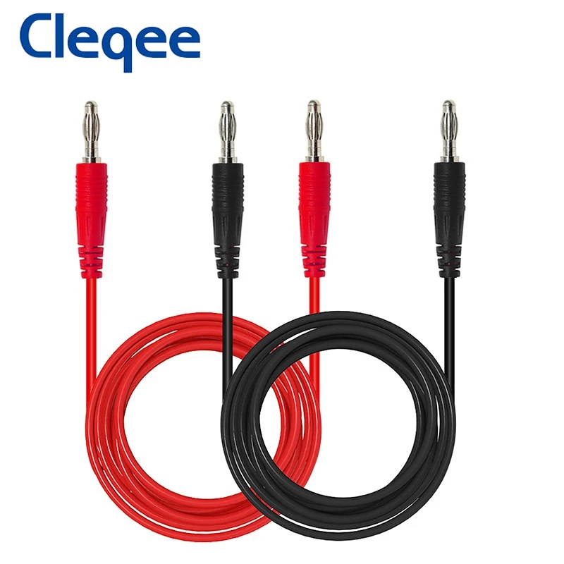 

Cleqee P1041 2PCS Dual 4mm Banana Plug Copper Multimeter Test Leads Soft Test Cable for Electrical Testing 1M wire 1000V 15A