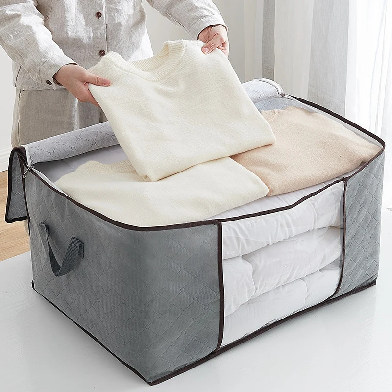 

Foldable Clothes Quilt Storage Bags Nonwoven Closet Quilt Blanket Storage Box Cabinet Dustproof Pillow Blanket Clothes Organizer