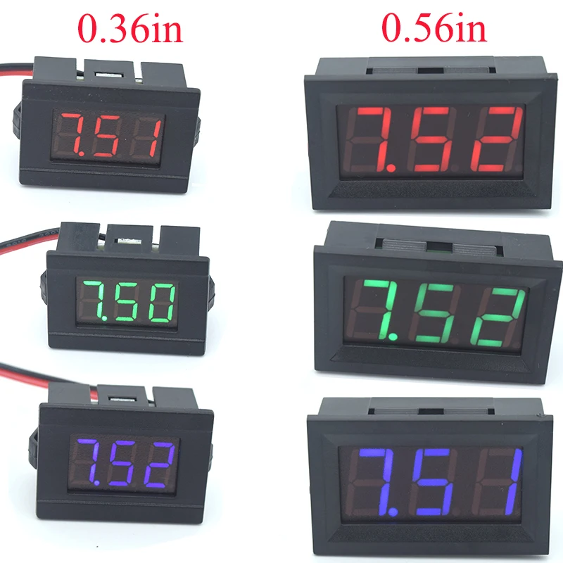 Mini Digital Voltmeter Tester DC 4.5V to 30V Digital Voltmeter Voltage Panel Meter Red/Blue/Green Electromobile Motorcycle Car