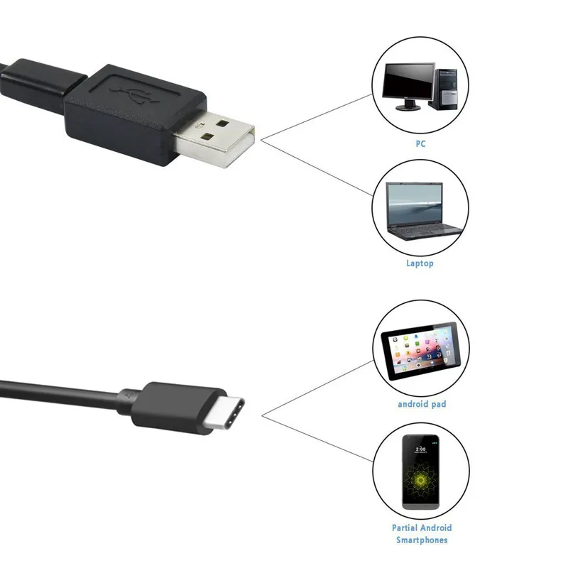 Najnowszy 5.5mm endoskop USB Camera Android PC 2m elastyczny zakres inspekcji węża kamera boroskopu z 6 diodami led regulowany