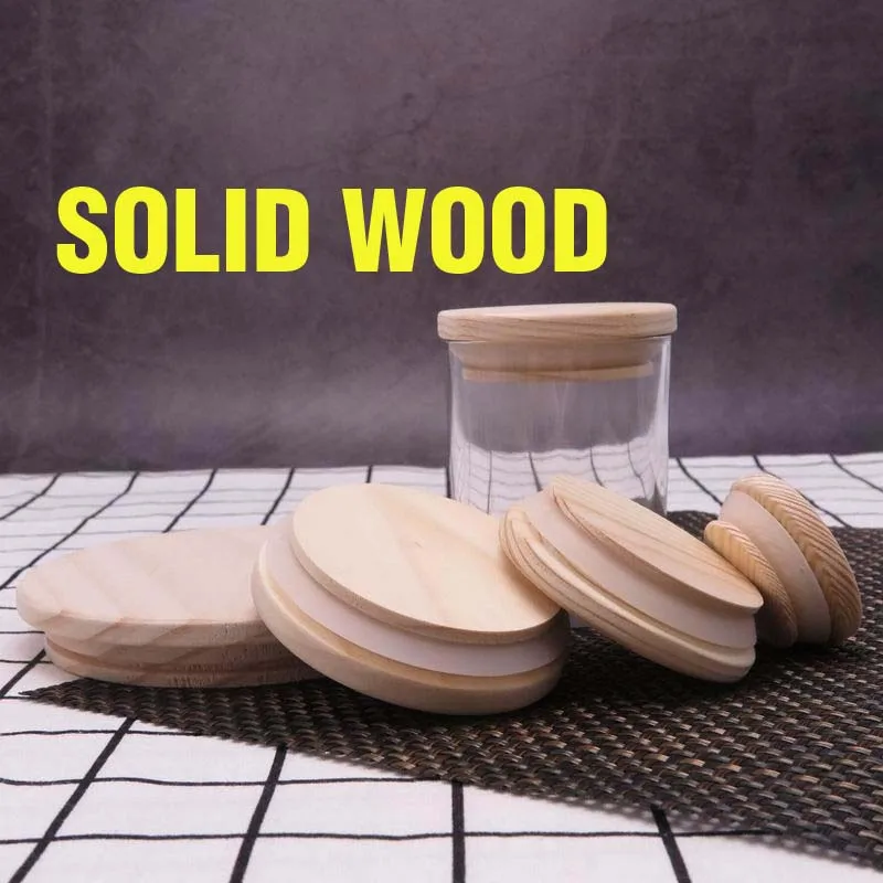 Wooden Sealing Lid 1PC  Canister Lid  with Silcone Ring Container Cover Glass Lid Natural Wood Material Storage Jar Lid