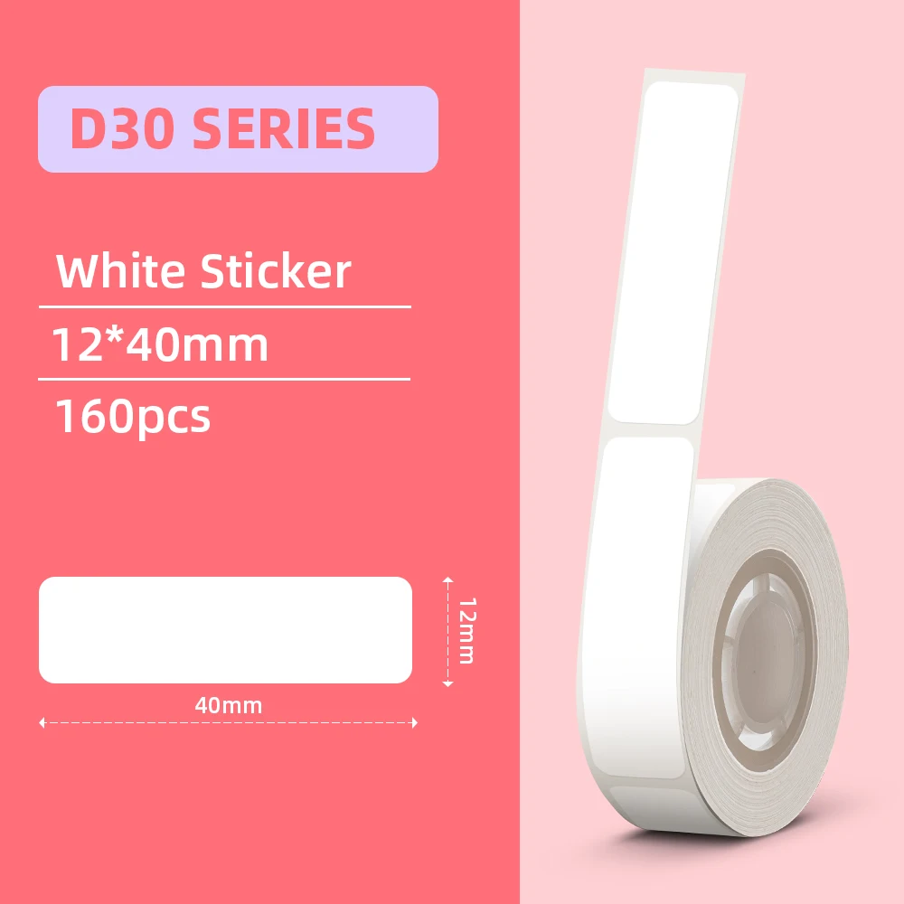 3 Rolls/Box Phomemo White/Transparency Thermal Label D30 Paper Sticker BPA-Free for D30 Portable Self-adhesive Label Printer