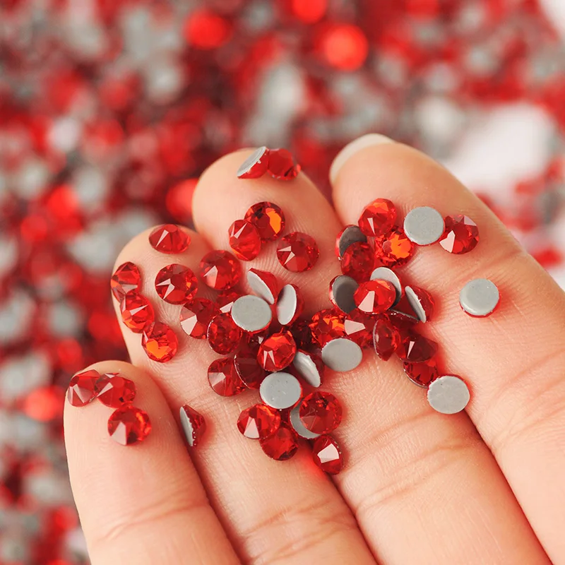 

2088 Cut Light Siam Hotfix Crystal Rhinestone Glass Red Decorations Accessories Iron On Strass Stones For Dancing Dress Clothing