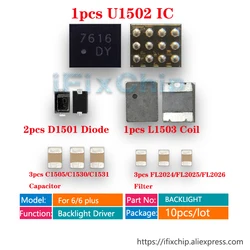 1set/lot for iPhone 6/6 plus Backlight fix Kit IC U1502 DY Coil L1503 Diode D1501 Capacitor C1530/C1531/C1505 Filter FL2024 2026