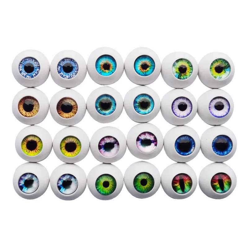 12 Pairs 18mm Mix Doll Eyeballs Half Round Safety Plastic Eyes Glass Pupil For DIY Crafts Puppet Plush Toy Doll Making