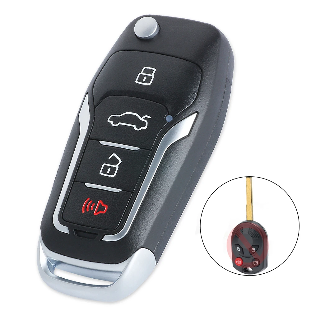 Keyecu Modified Flip Remote Key 4 Buttons 315mhz 4D63 HU101 Blade for Ford C-MAX Escape F-350 Focus Transit Connect OUCD6000022