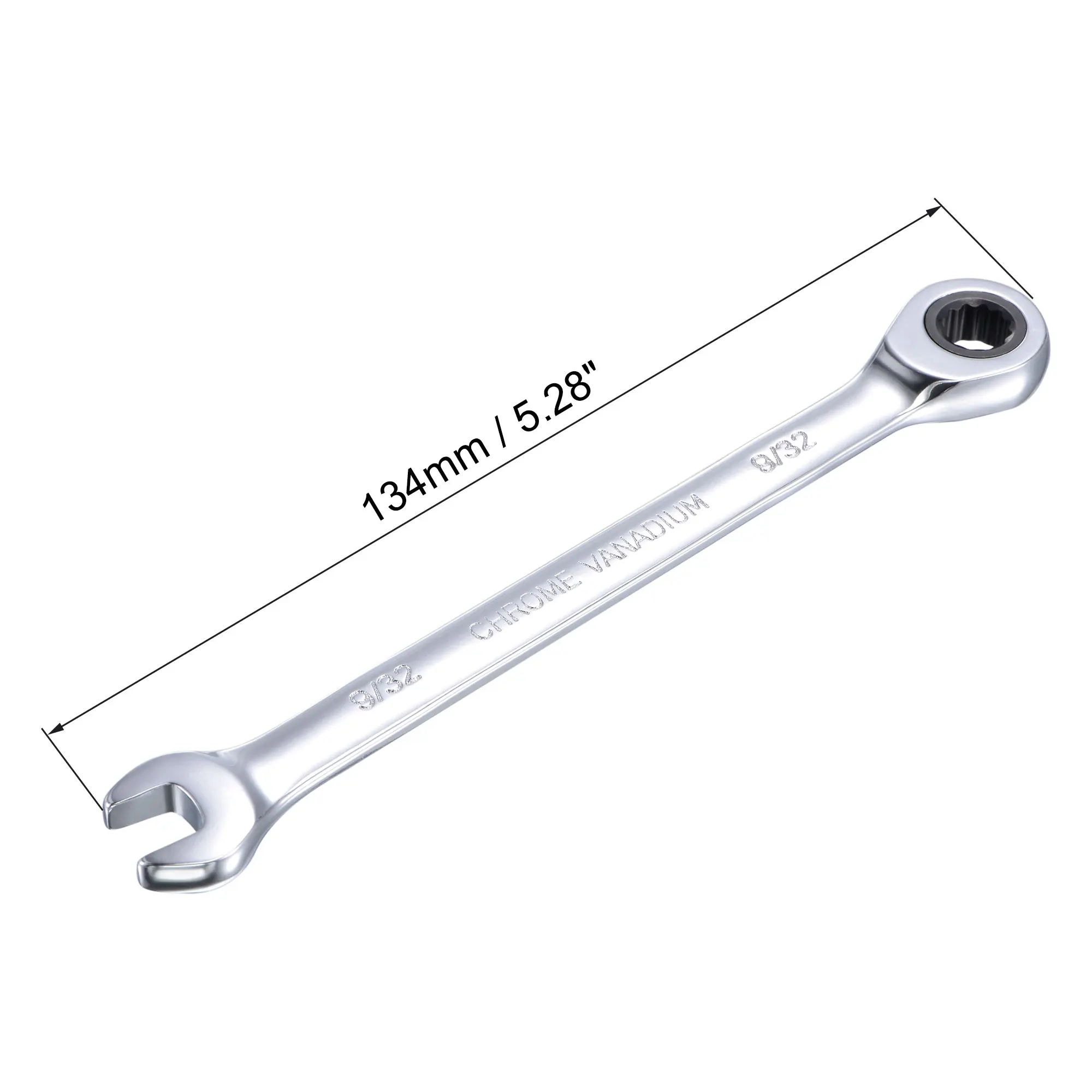 uxcell 9/32 Inch Ratcheting Combination Wrench SAE 72 Teeth 12 Point Ratchet Box Ended Spanner Tools, Cr-V