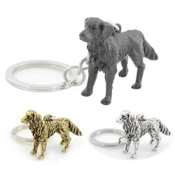 Black Vintage Retro Style Golden Retriever Dog Keychain Anime Animal Car Key Chain Bag Keyrings Pet Gifts For Men Key Pendant