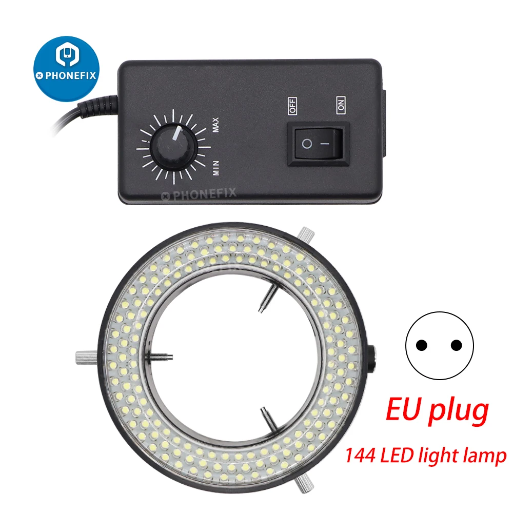 144 LED USB regulowana lampa pierścieniowa lampa oświetleniowa dla przemysłu Stereo Zoom mikroskop kamera przemysłowa lupa 100V-240V