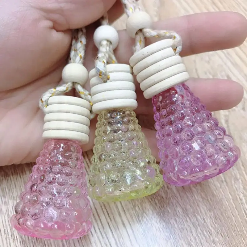 Car Pendant Personalized Small Glass Clear Empty Perfume Bottle With Wood Cap For Promotion Gifts  LX3996