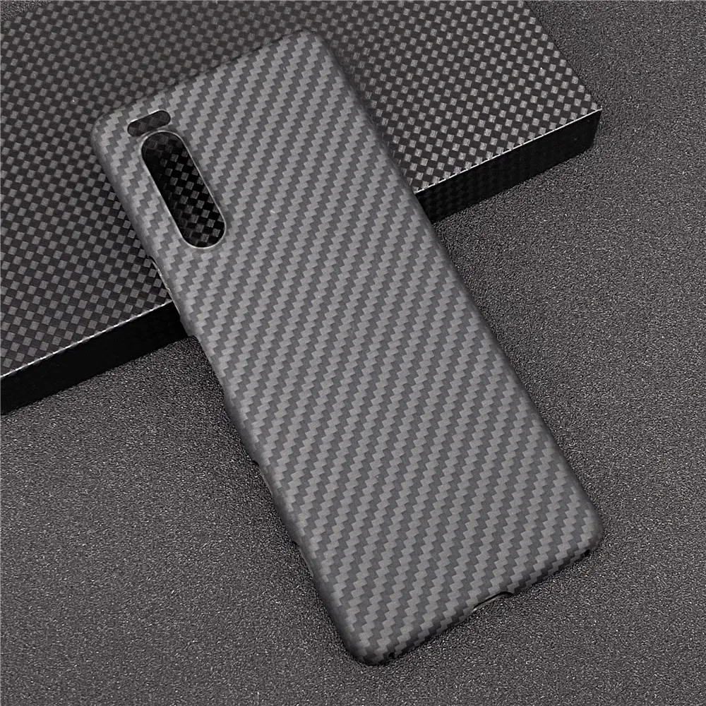 Real Carbon Fiber Lens Protection Phone Case for Sony Xperia 5 II 5G Carbon Fiber Hard Cover Cases