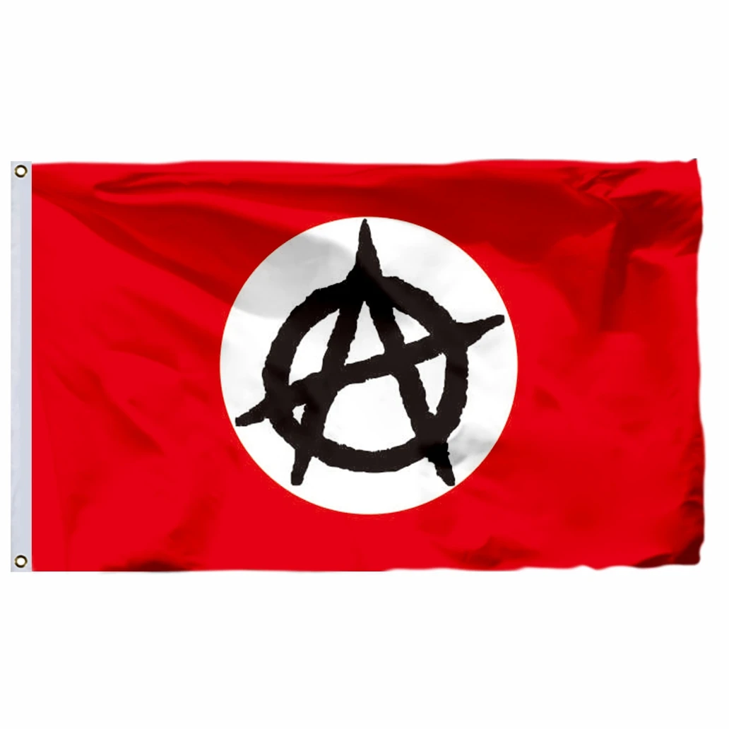 Double Stitched Anarchy Flag, 90X150cm, 3X5FT, 100D Polyester, High Quality, 21x14cm