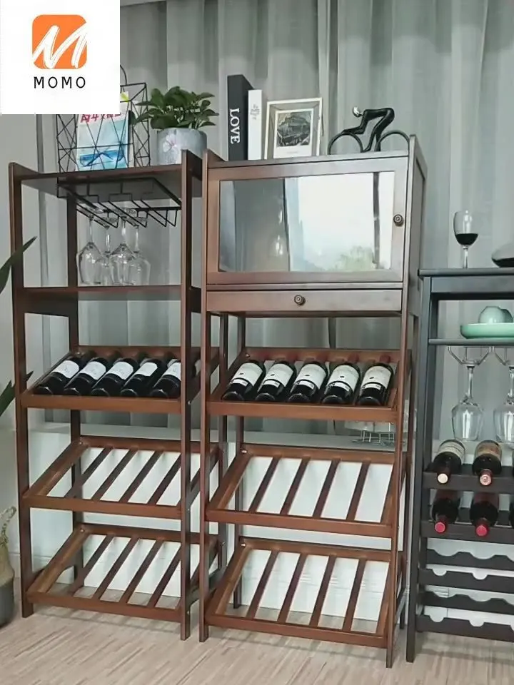 Multifunctional Wine Bottle Display Rack Wine Display Stand Wooden Wine Holder Display Cabinet