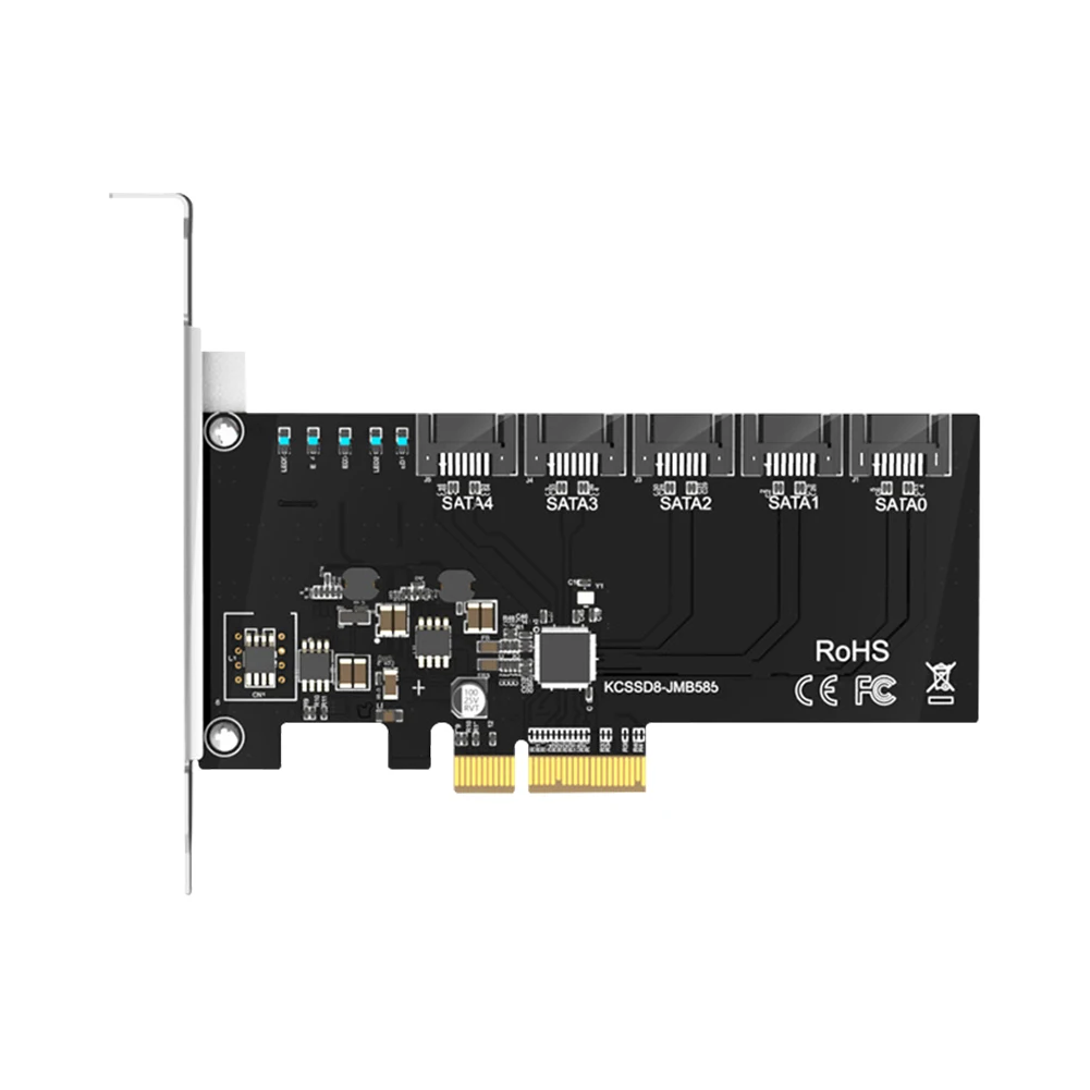 

MAIWO 5 Port SATA 3.0 Expansion Card PCIe X4 PCI-E X4/X8/X16 to SATA3.0 RAID Riser SSD HHD High Speed 6gbps Adapter PCI-E 4X