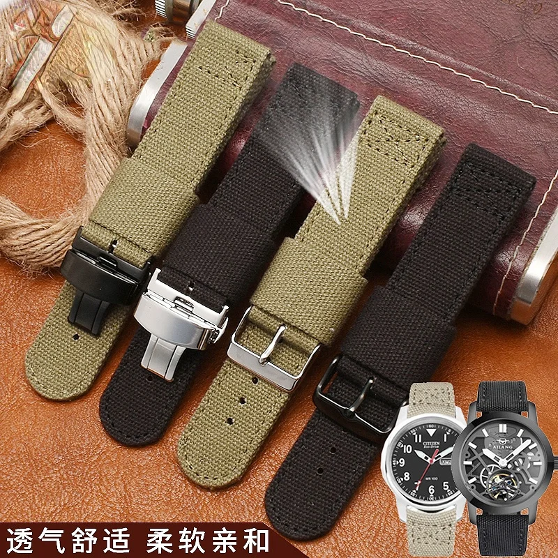 For Hamilton Khaki Field Seiko No. 5 Thickened Canvas Strap Men's Women's Nylon Watch Band 18 20mm