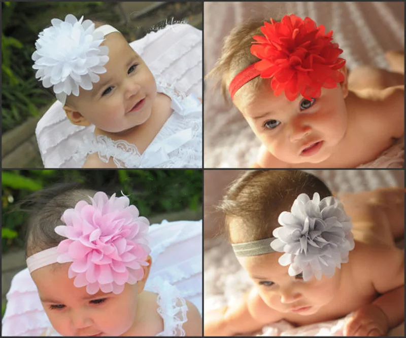 30PCS Girls Headbands Chiffon Flower Bows Soft Strecth Bands Hair Accessories for Newborns Infants Toddlers and Kids