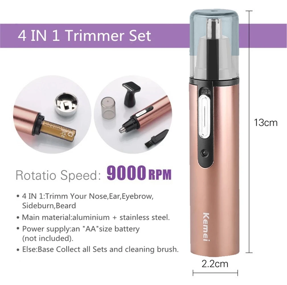 KM-6660 4in1ชาร์จ Pencukur Bulu Hidung Beard Trimer Men & Women Grooming หน้าจมูกผม Trimmer สำหรับจมูกและหู