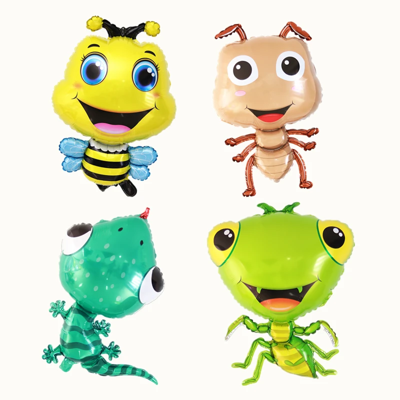 Cartoon animal aluminum foil balloon bee gecko mantis ant shape inflatable balloon baby birthday party children's day decoration