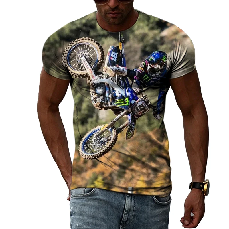 New 3D Men Fashion Motocross graphic t shirts Summer Casual Print short sleeve t-shirts Cool Locomotive Pattern T-shirts Tops