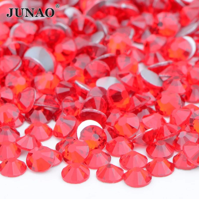 JUNAO SS6 8 10 12 16 20 30 Glitter Transparent AB Glass Rhinestone Flat Back Crystal Stone Non Hotfix Strass Nail Art Decoration