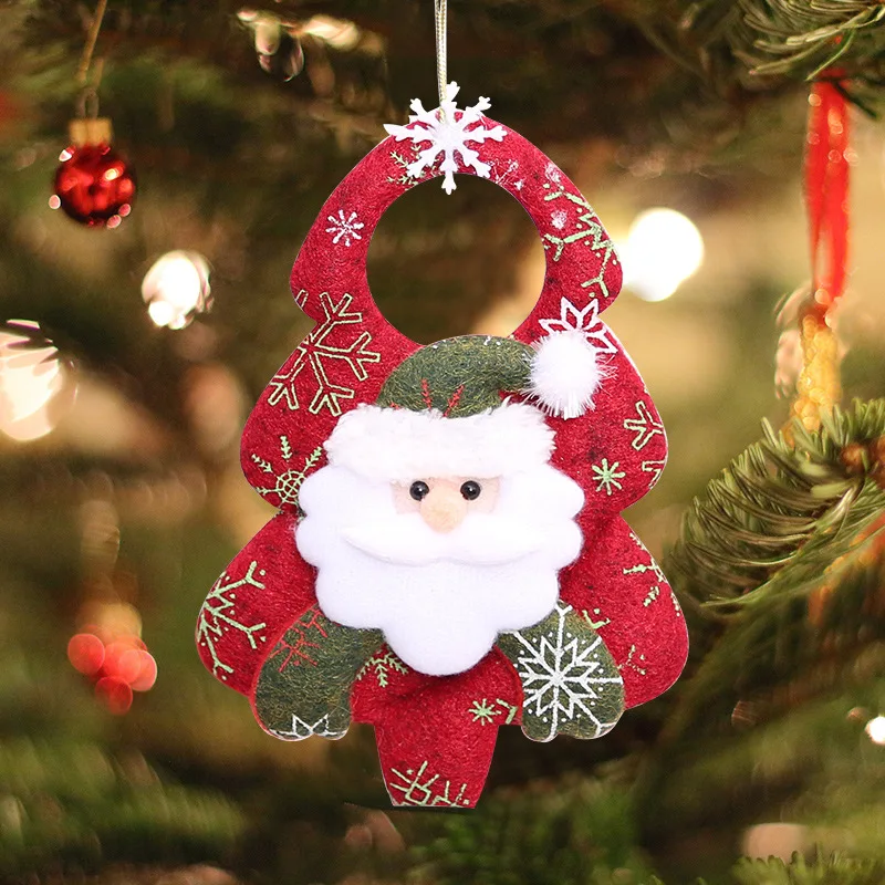 6 Pieces 12x16CM Cartoon Santa Claus Snowman Pendant Christmas Ornaments Christmas Tree Pendant Non-woven Decoration Pendant