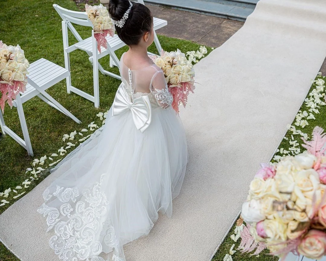 Fatapaese vestido da menina flor marfim champanhe princesa véspera de natal vestido de baile vestido de casamento vestido de festa de noiva robes de soirée