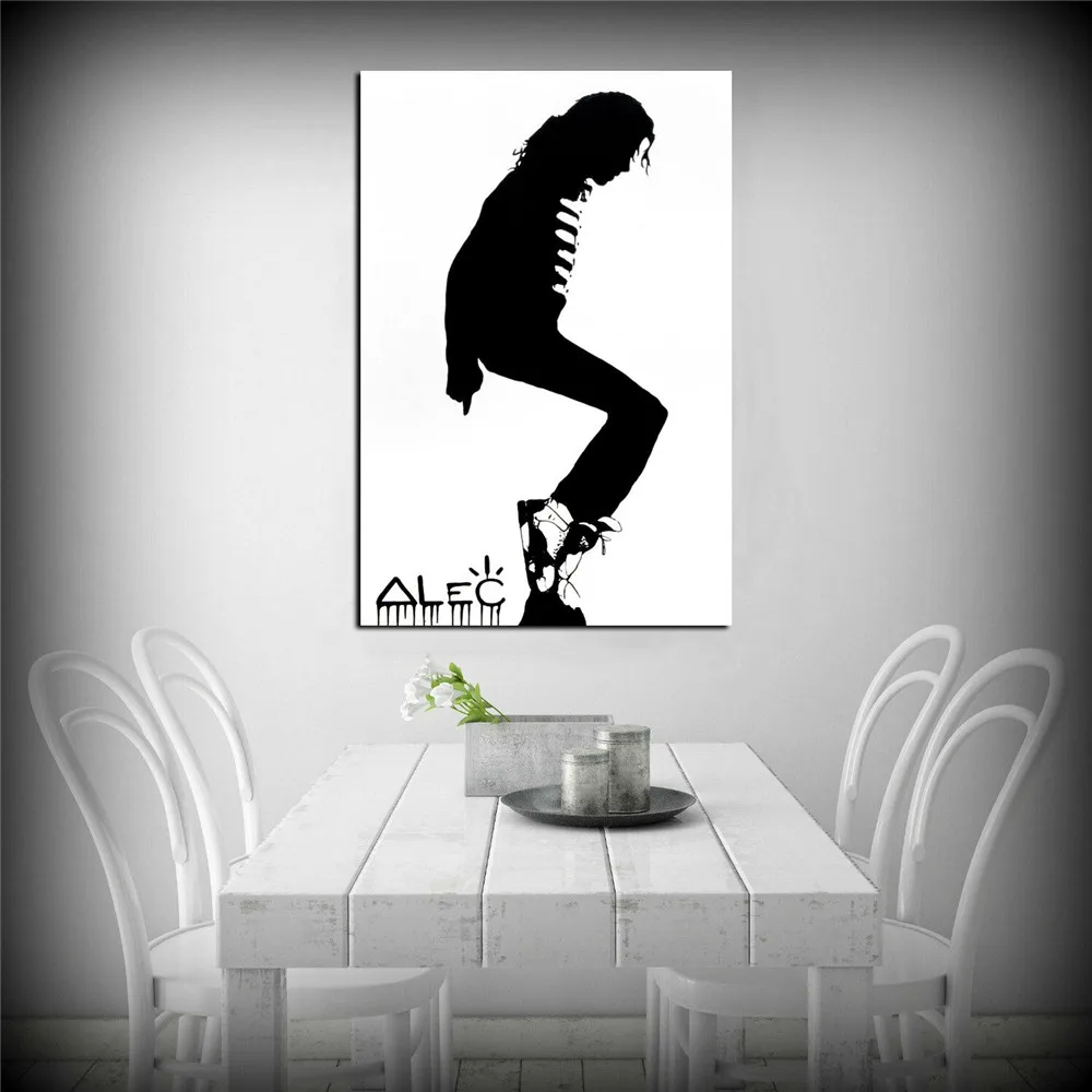 Alec Monopolys Black and White MJ Moon Walk , Painting Canvas Modern Art Decorative Wall Pictures Home Decor