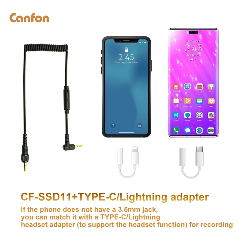 كابل تسجيل ميكروفون الهاتف الذكي Canfon لميكروفون لاسلكي SONY UWP V1/D11/D21 لتوصيل تسجيل الهاتف المحمول