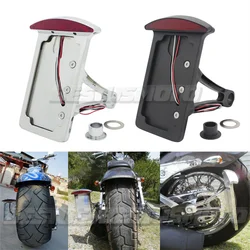 Universal Motorcycle Brake Tail light Side Mount License Plate Bracket Holder For Harley Sportster Chopper Bobber Softail