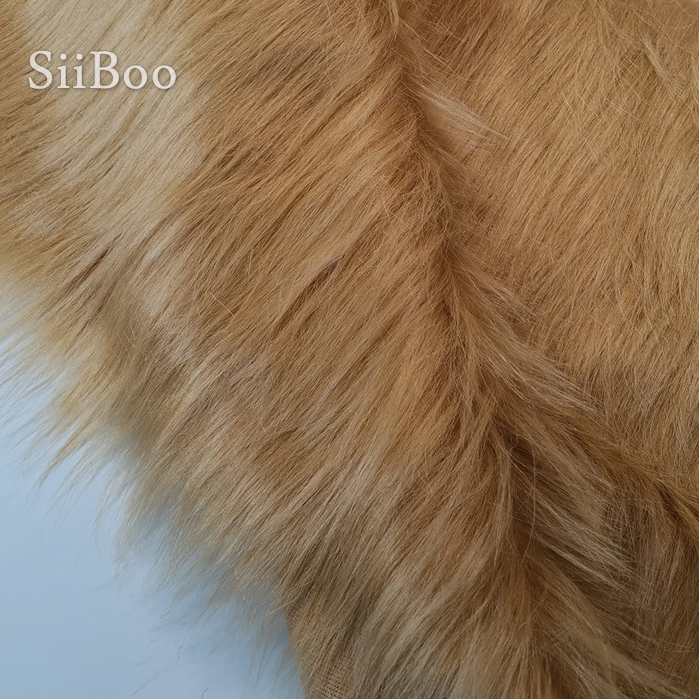 High grade camel 9cm plush faux fur fabric for winter coat vest Fur collar 150*50cm 1pc long hair fur fabric free ship SP3087