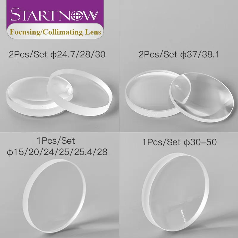 Startnow 2PCS Laser Focus Collimating Lens D37 38.1mm F100 150 200 6KW Fused Silica Lens for Raytools Precitec WSX Laser Machine