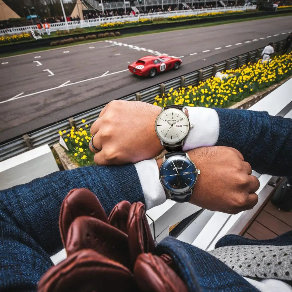 ساعة أوتوماتيكية للرجال ذات علامة تجارية فاخرة ، ساعات يد رجالي ريف تايجر مان مقاومة للماء ساعة يد ميكانيكية ذاتية الرياح