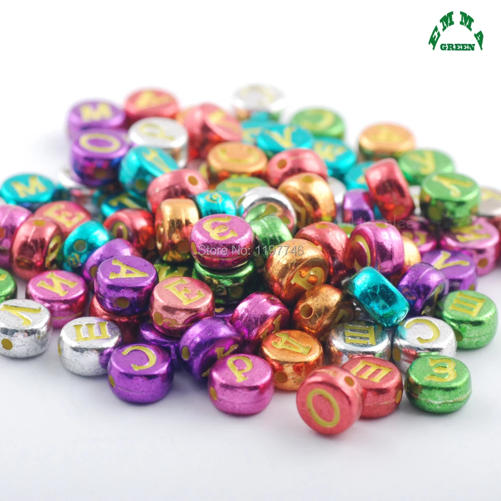 Retro Russian Letter Beads for Jewelry Making 4*7mm 3600pcs Vintage Gold Alphabets Printed Acrylic Small Bead Charms for Kids