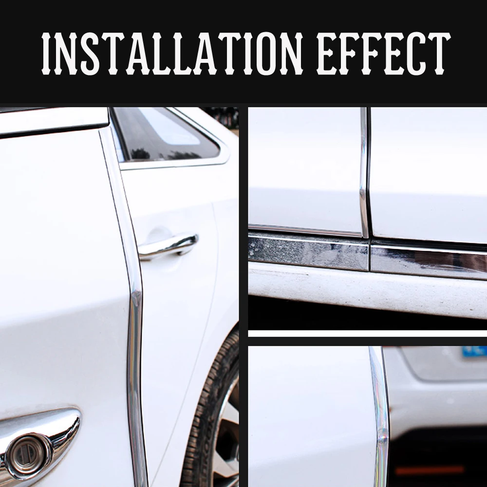 5M/10M Car Door Protector Anti-Collision Strip Bright Silver Door Edge Anti-Scratch Sticker chrome Trim Safety Seal Protection