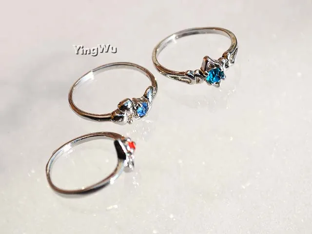 Yingwu 100Pcs Fashion Rhinestone Silver Plated Rings For Women Wedding Engagement Jewelry Wholesale Bulk Lots