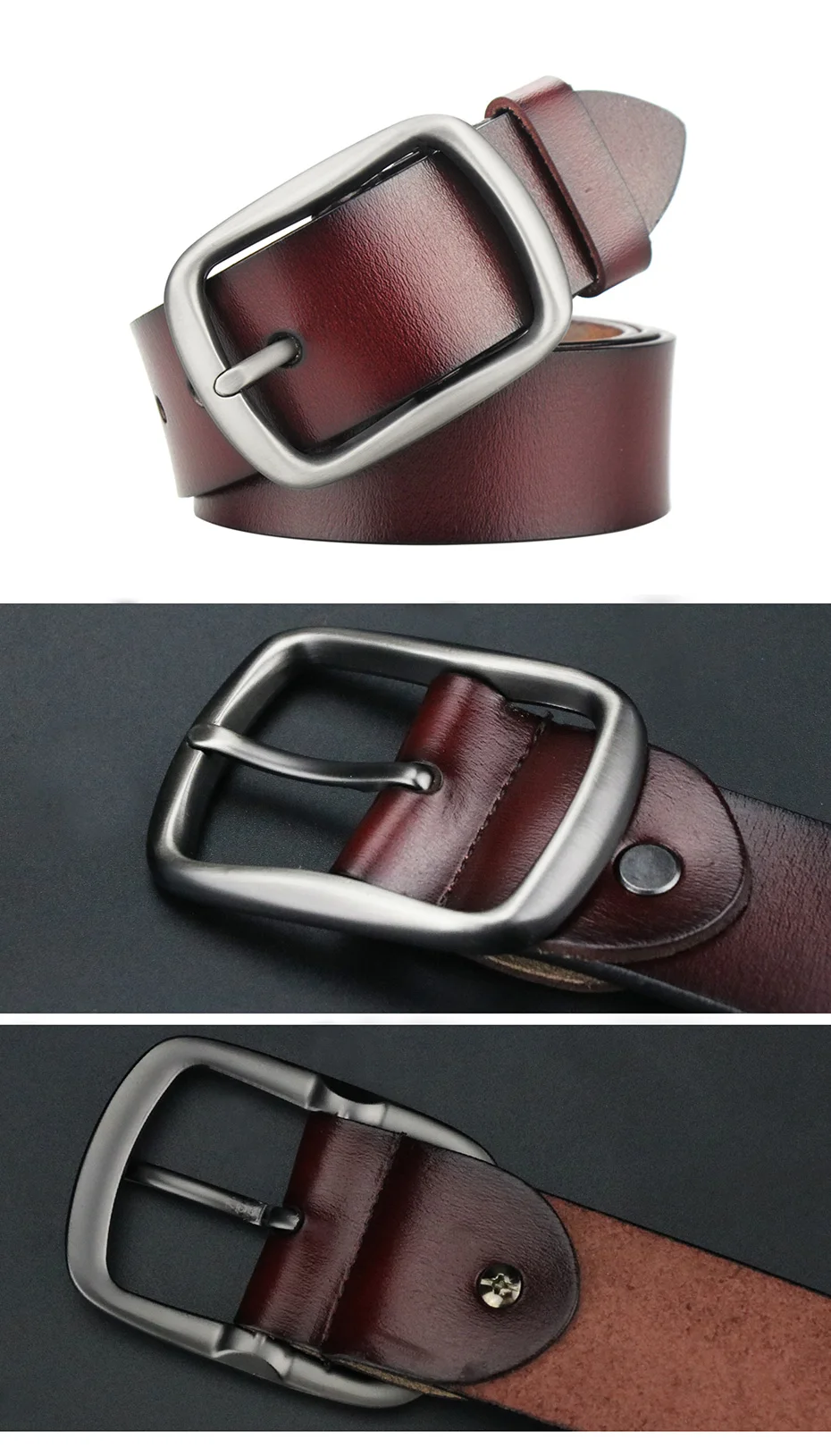 Maikun herren Business Casual Große Größe Gürtel Modische Echtes Leder Gürtel Beliebte Vatertag Geschenk – Detail 5