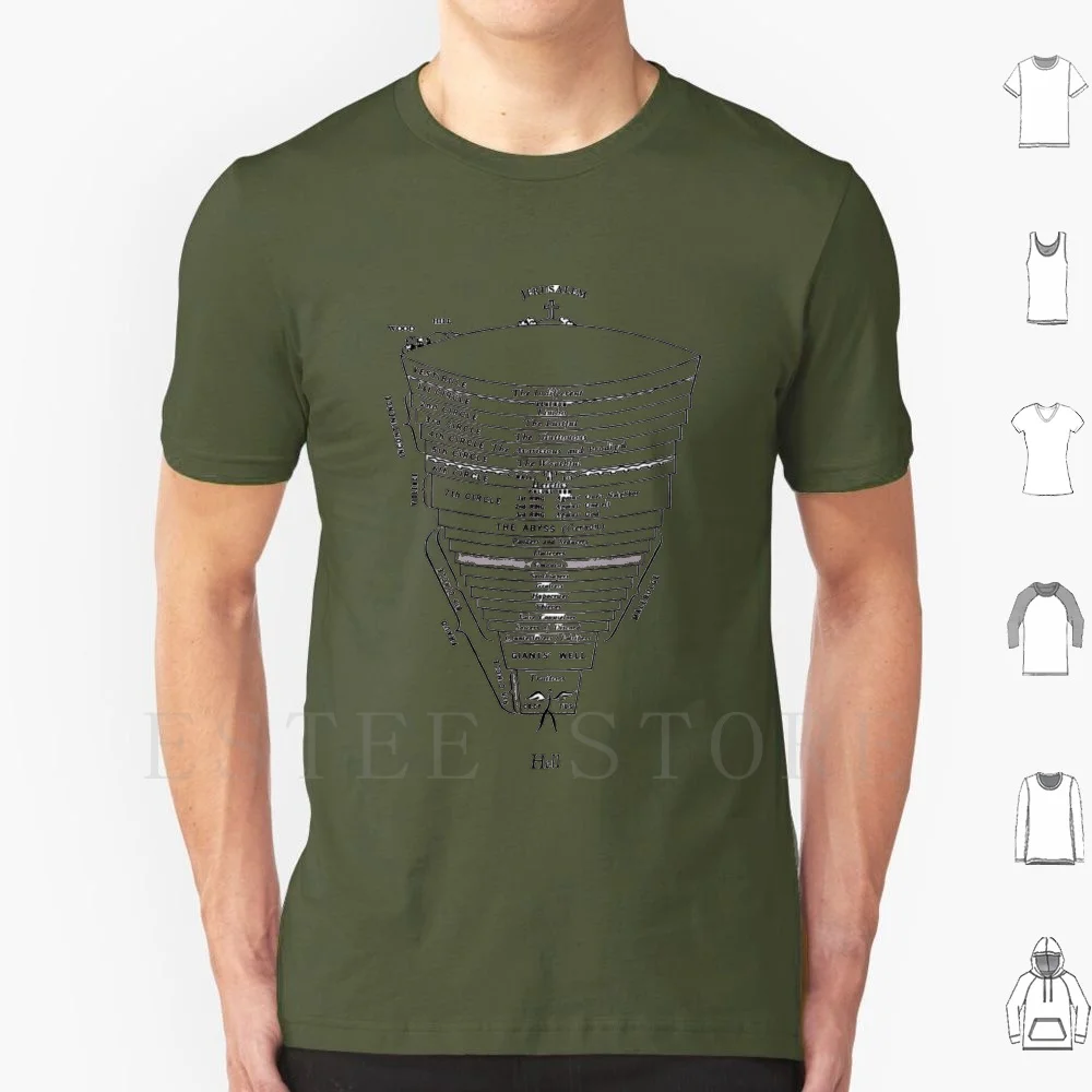 Camiseta de Dante's Inferno DIY talla grande 100% algodón Dante Inferno Hell Divine Comedia Divina Comedia Italia literatura italiana