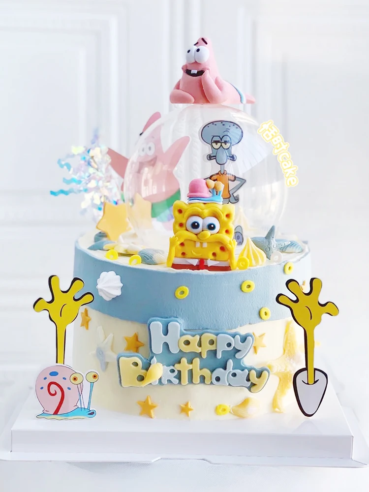 Cute Sponge Baby Theme Cake Toppers Boy Faovr Birthday Party Supplies Girl Supriseparty Cartoon Baby Shower Cake Decoration Toy