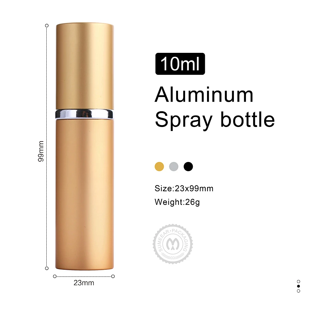 50 Pcs/Lot Wholesale 10ml Metal Shell perfume bottle Tank Empty Spray Perfume Bottles Refillable Atomizer