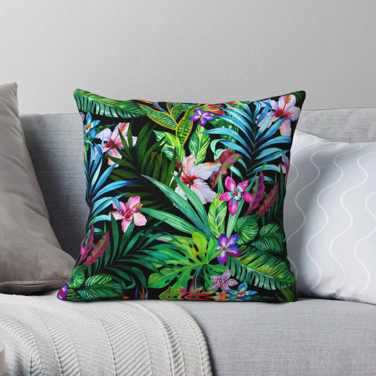 

Tropical Fest Square Pillowcase Polyester Linen Velvet Creative Zip Decor Pillow Case Home Cushion Cover 18"