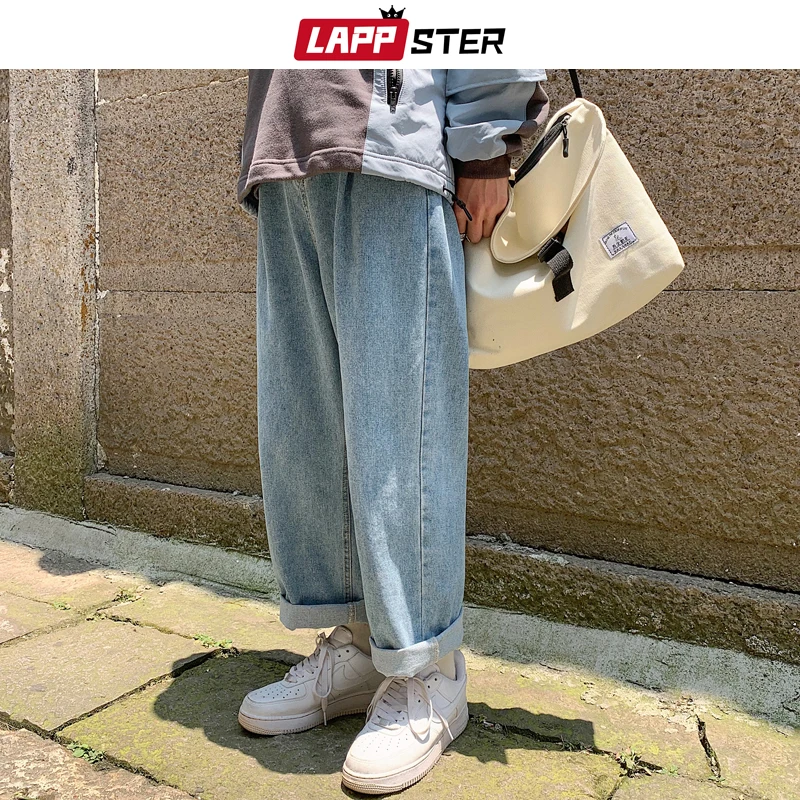 

LAPPSTER Men Baggy Oversized Jeans Pants Denim 2023 Mens Hip Hop Harem Pants Vintage Casual Women Denim Pants Straight Pants