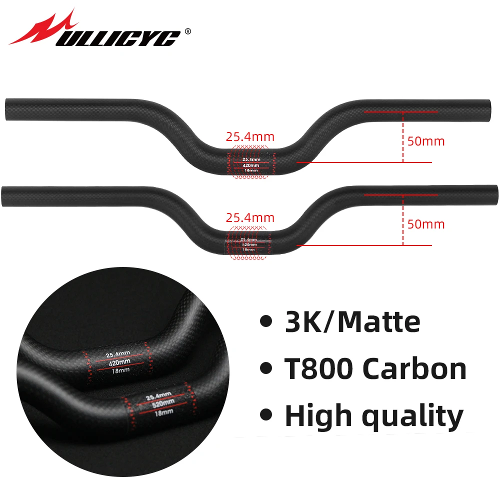 

Short Handlebar for BMX Child Handlebar, Full Carbon Riser, U Type, 3K Gloss/Matte, 25.4mm Diameter