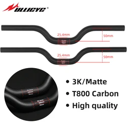 Short Handlebar for BMX Child Handlebar, Full Carbon Riser, U Type, 3K Gloss/Matte, 25.4mm Diameter