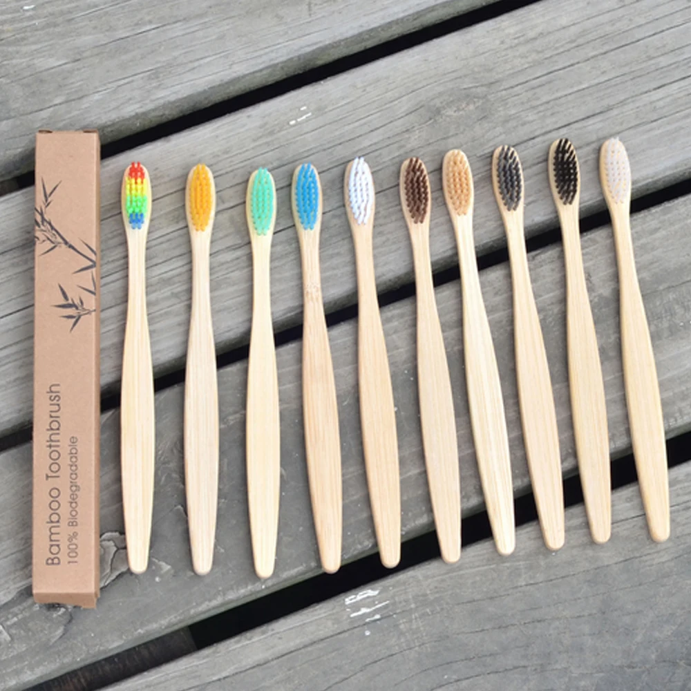 50pcs Eco-Friendly Natural Bamboo Tooth Brush Toothbrush Soft Capitellum Fiber Toothbrush Bamboo Tooth Brush Oral Care Supplies