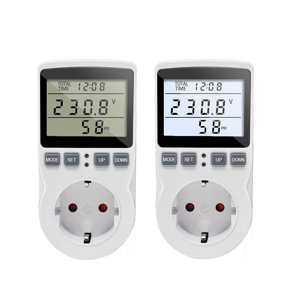 Digital Power Energy Meter Wattmeter 220V Voltmeter Ammeter KWh Watt Monitor Plug Socket Analyzer Power Factor Cost Display